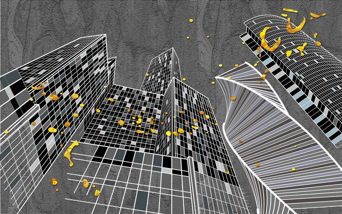 Carta da parati architettura urbana in stile geometrico