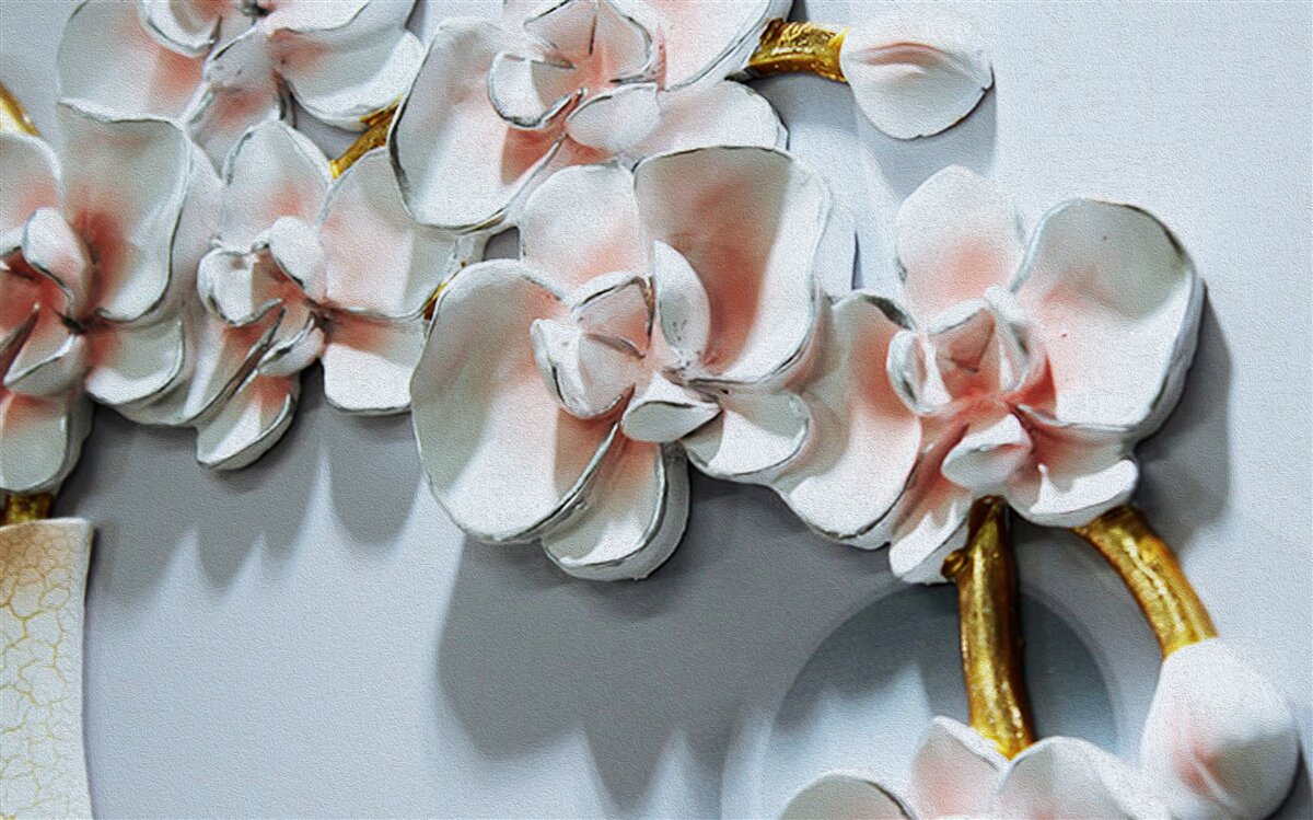 Carta da parati contornano i rami di un'orchidea bianca come la neve