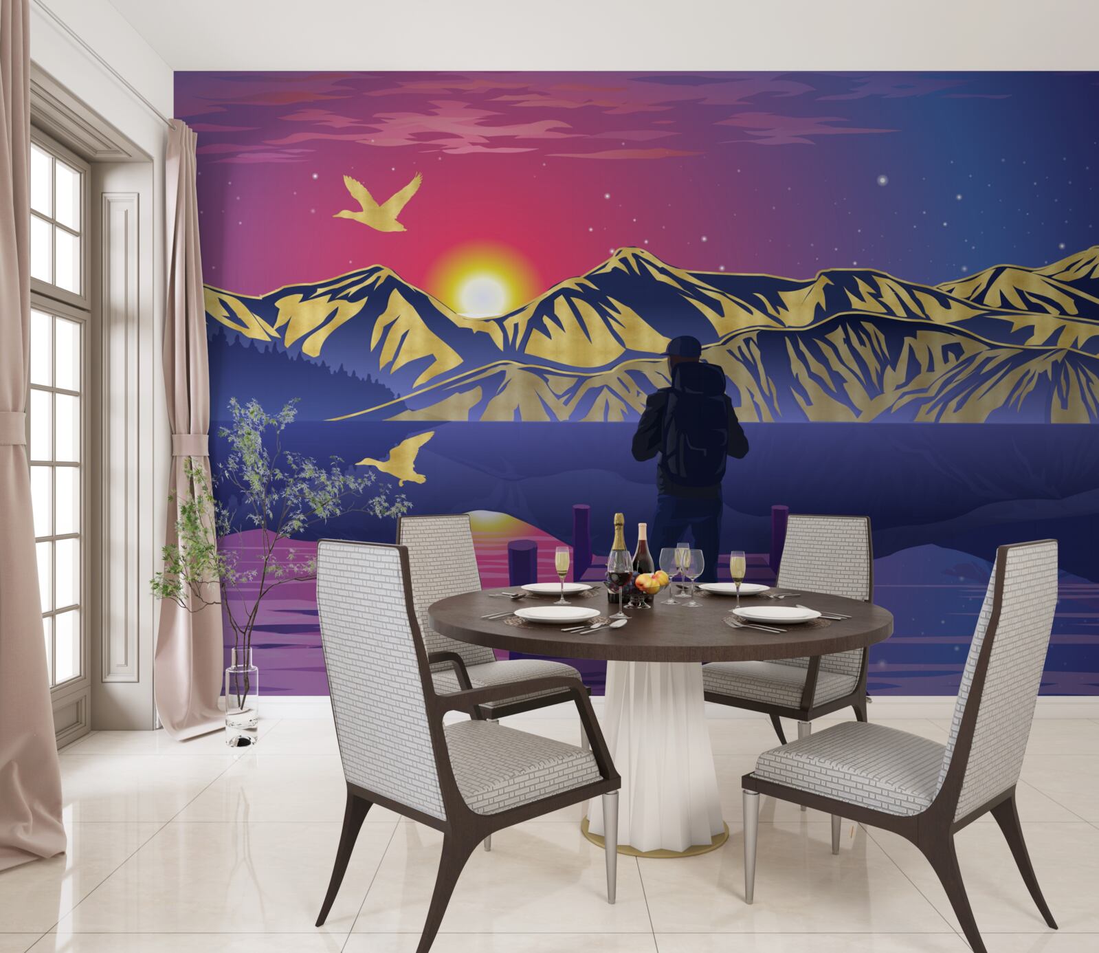 Carta da parati sul ponte, il turista incontra l'alba