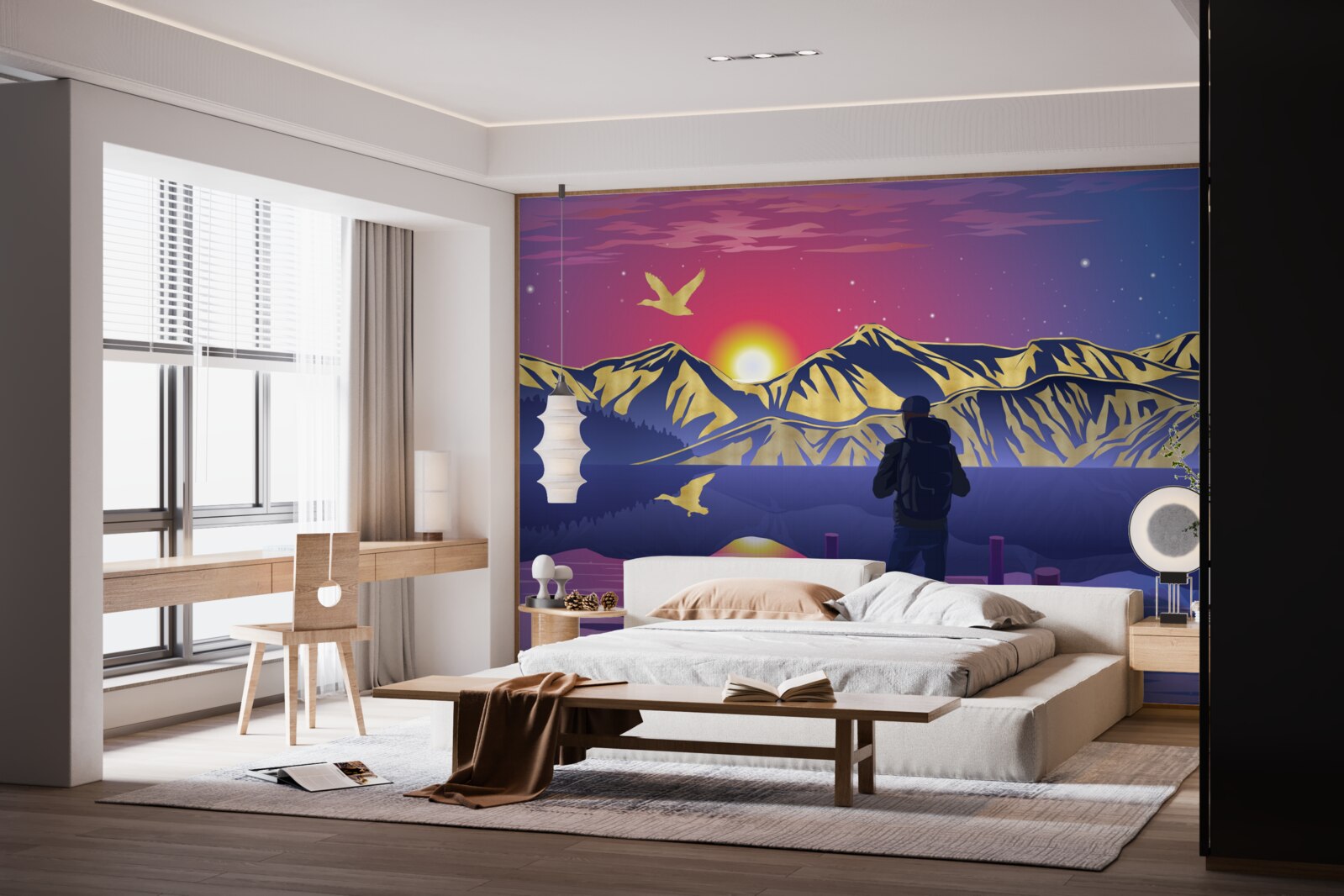 Carta da parati sul ponte, il turista incontra l'alba