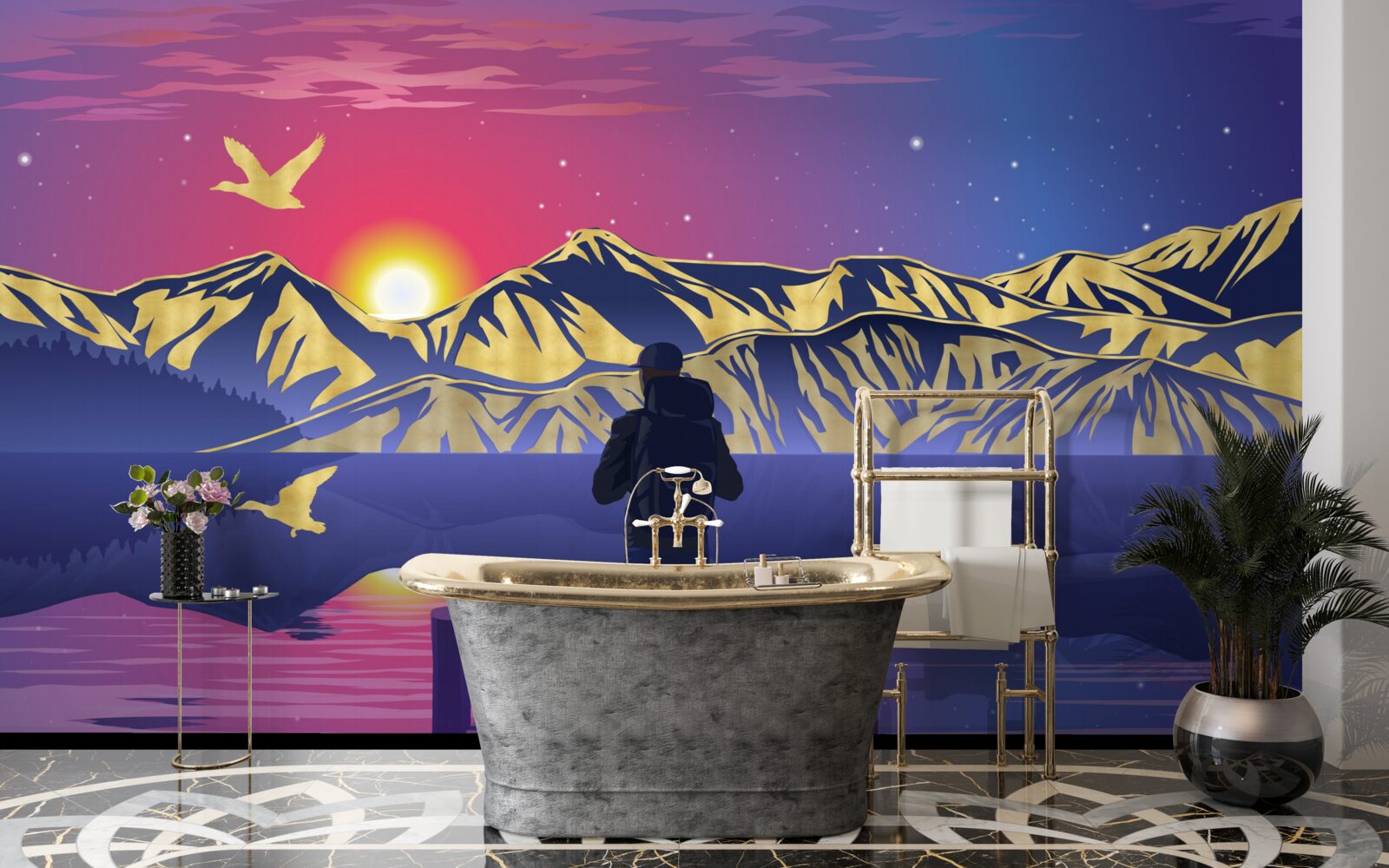 Carta da parati sul ponte, il turista incontra l'alba