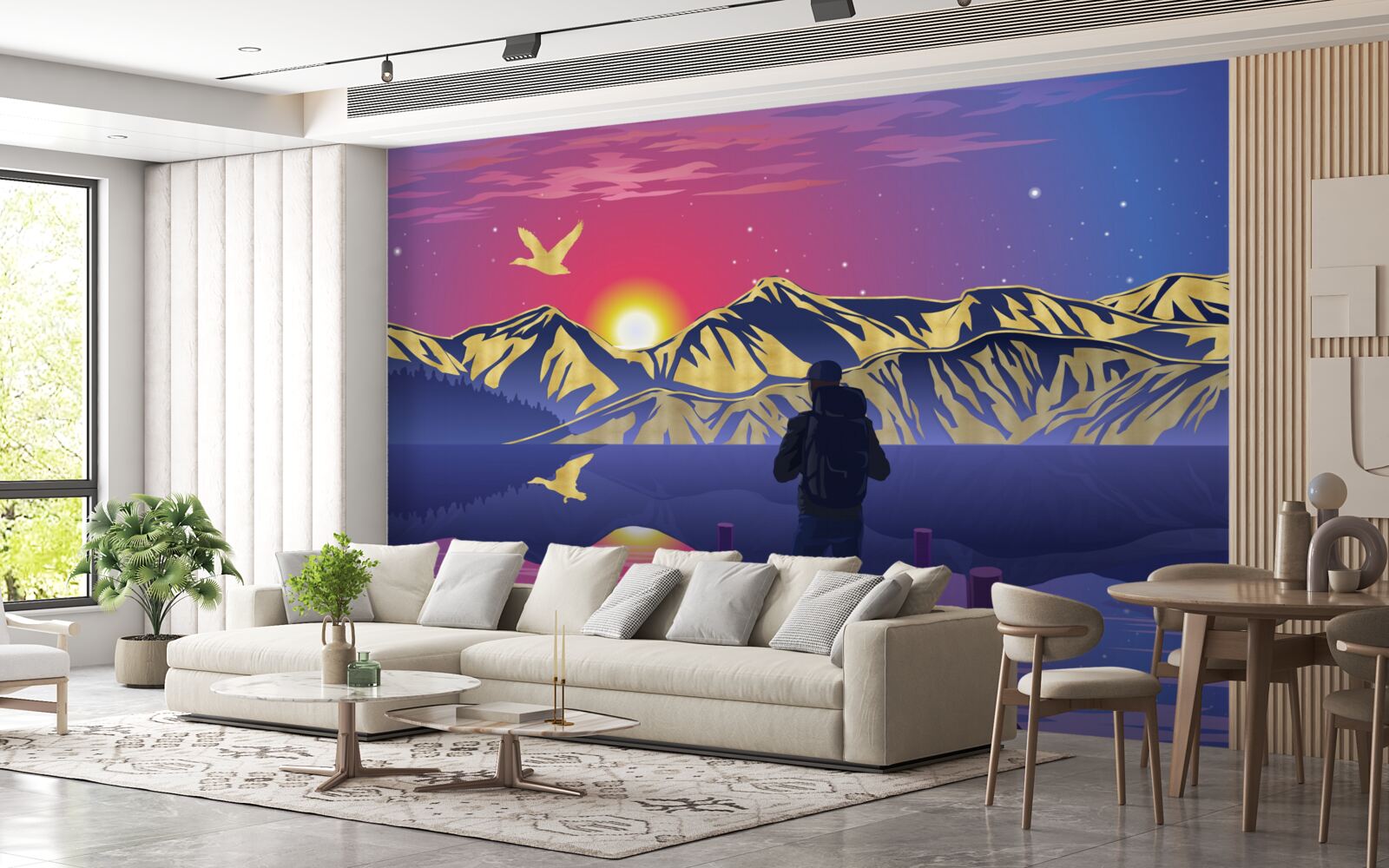 Carta da parati sul ponte, il turista incontra l'alba