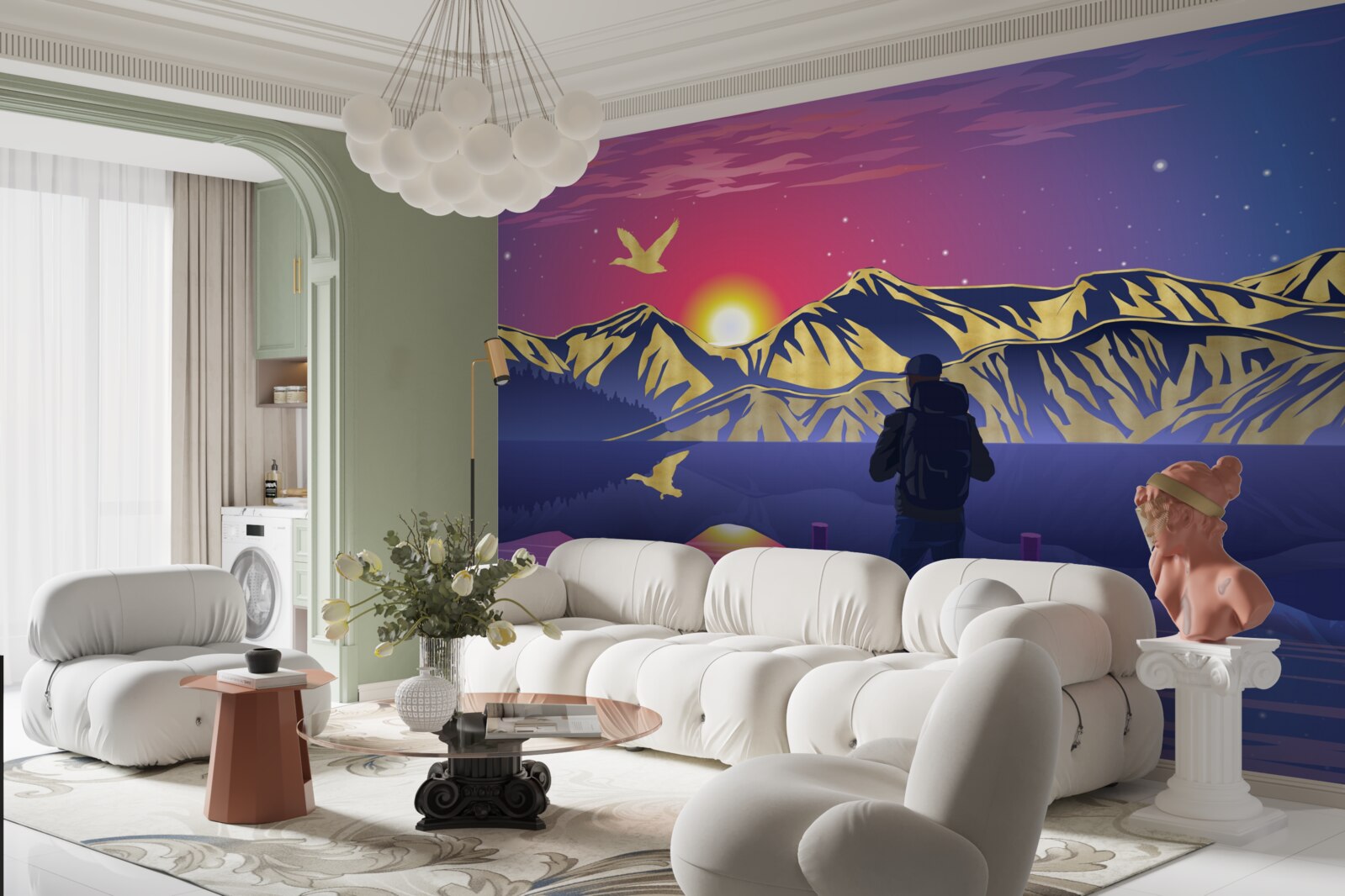 Carta da parati sul ponte, il turista incontra l'alba