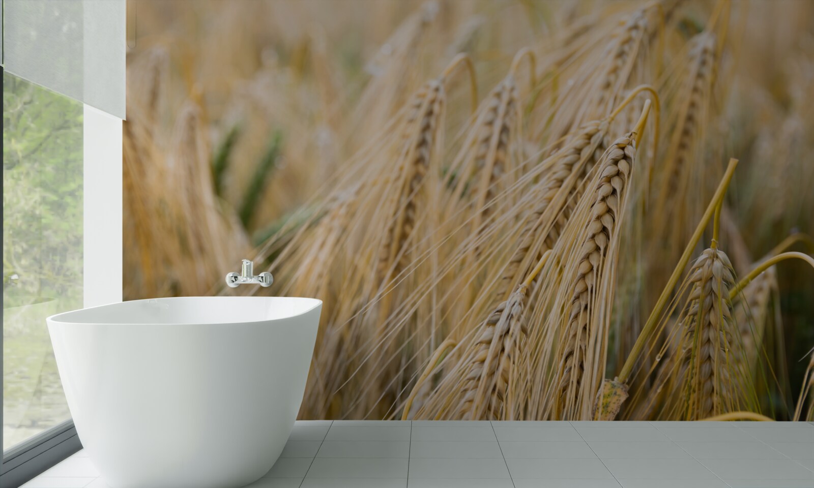 Carta da parati campo di spighe di grano in maturazione
