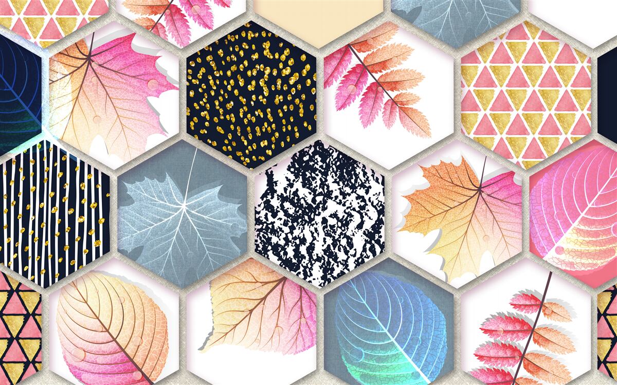 Carta da parati mosaico di foglie d'autunno