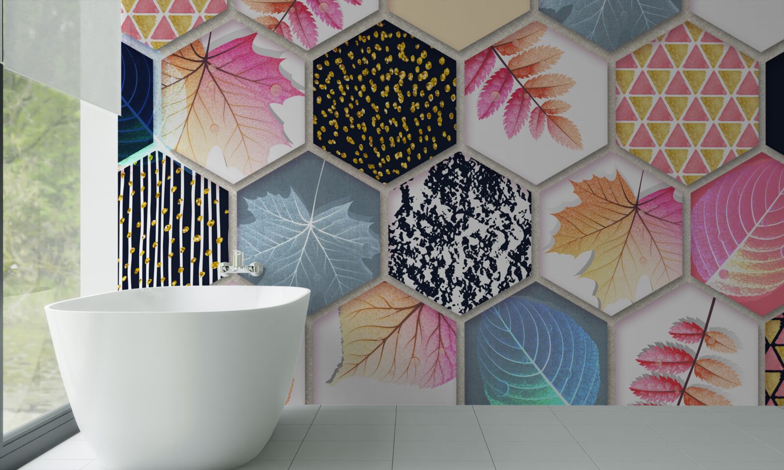Carta da parati mosaico di foglie d'autunno