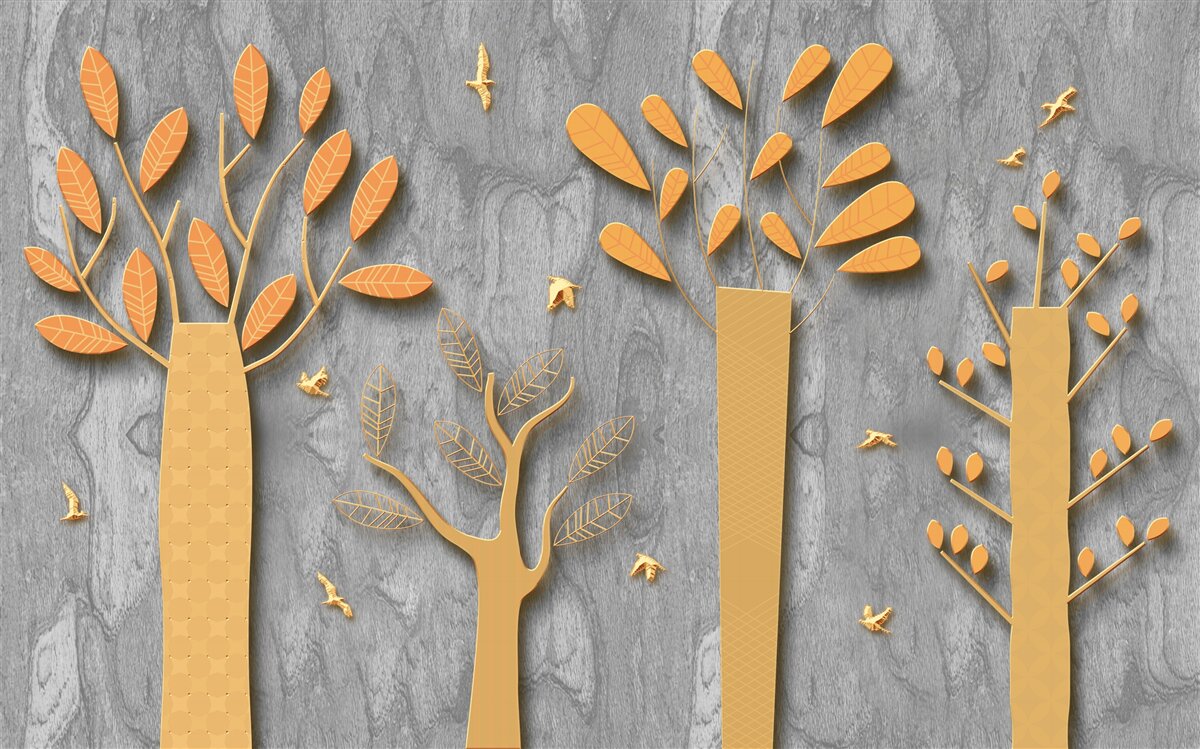 Carta da parati astrazione dorata di una foresta autunnale