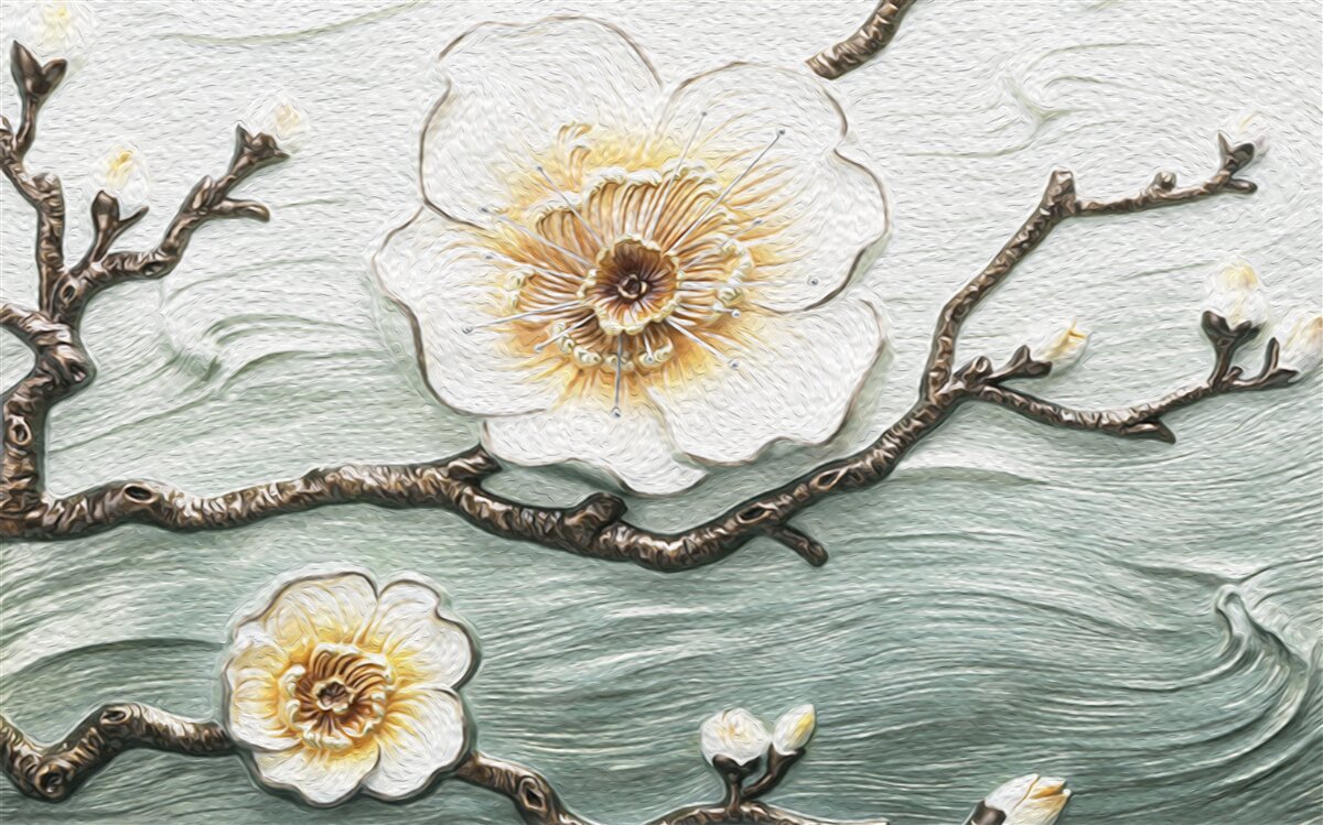 Carta da parati il vento fa oscillare i boccioli della magnolia bianca