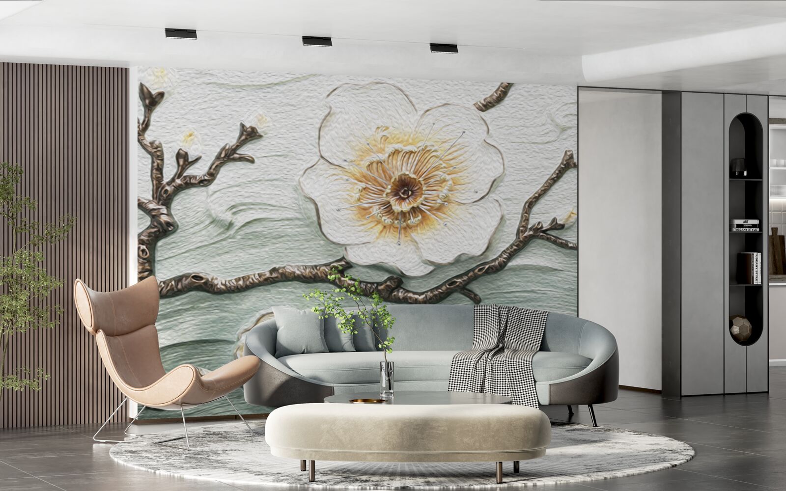 Carta da parati il vento fa oscillare i boccioli della magnolia bianca