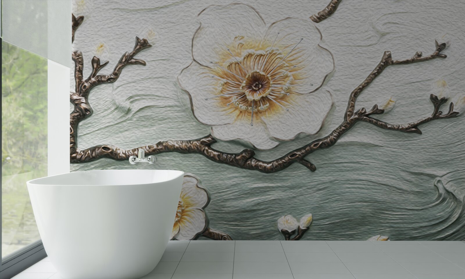 Carta da parati il vento fa oscillare i boccioli della magnolia bianca