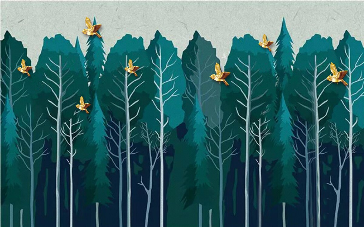 Carta da parati immagine di un bosco con alberi decidui