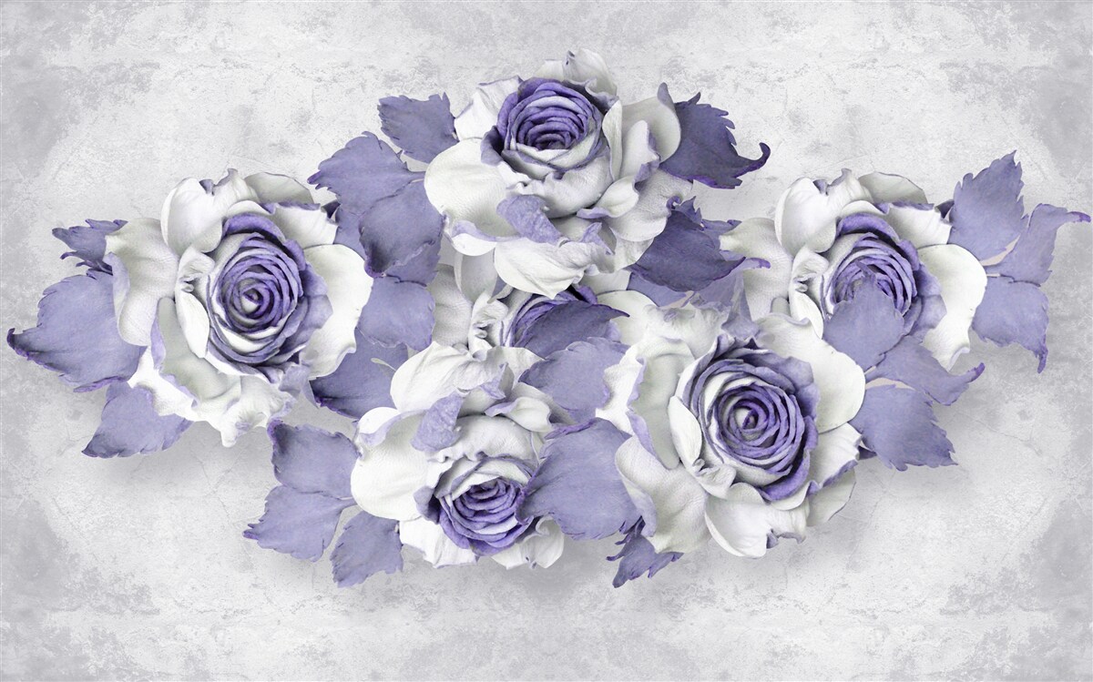Carta da parati Squisito bouquet di rose in una delicata tonalità lilla