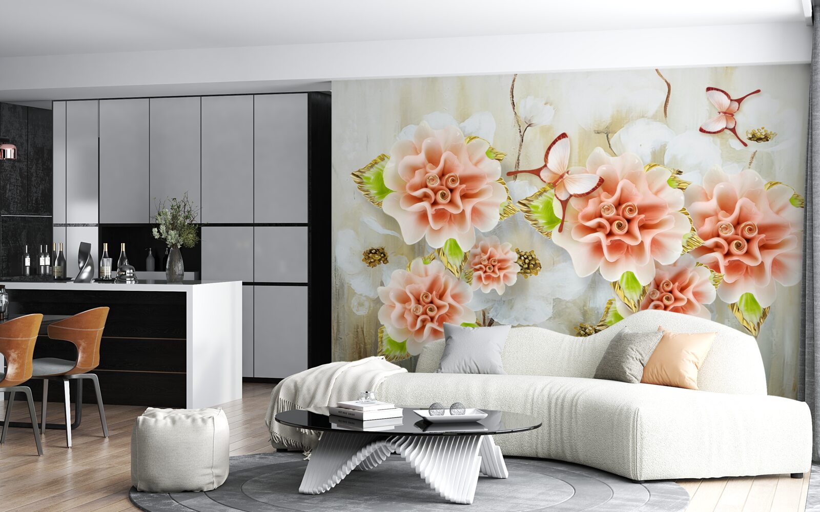 Carta da parati il tempo delle piogge è decorato con fiori delicati