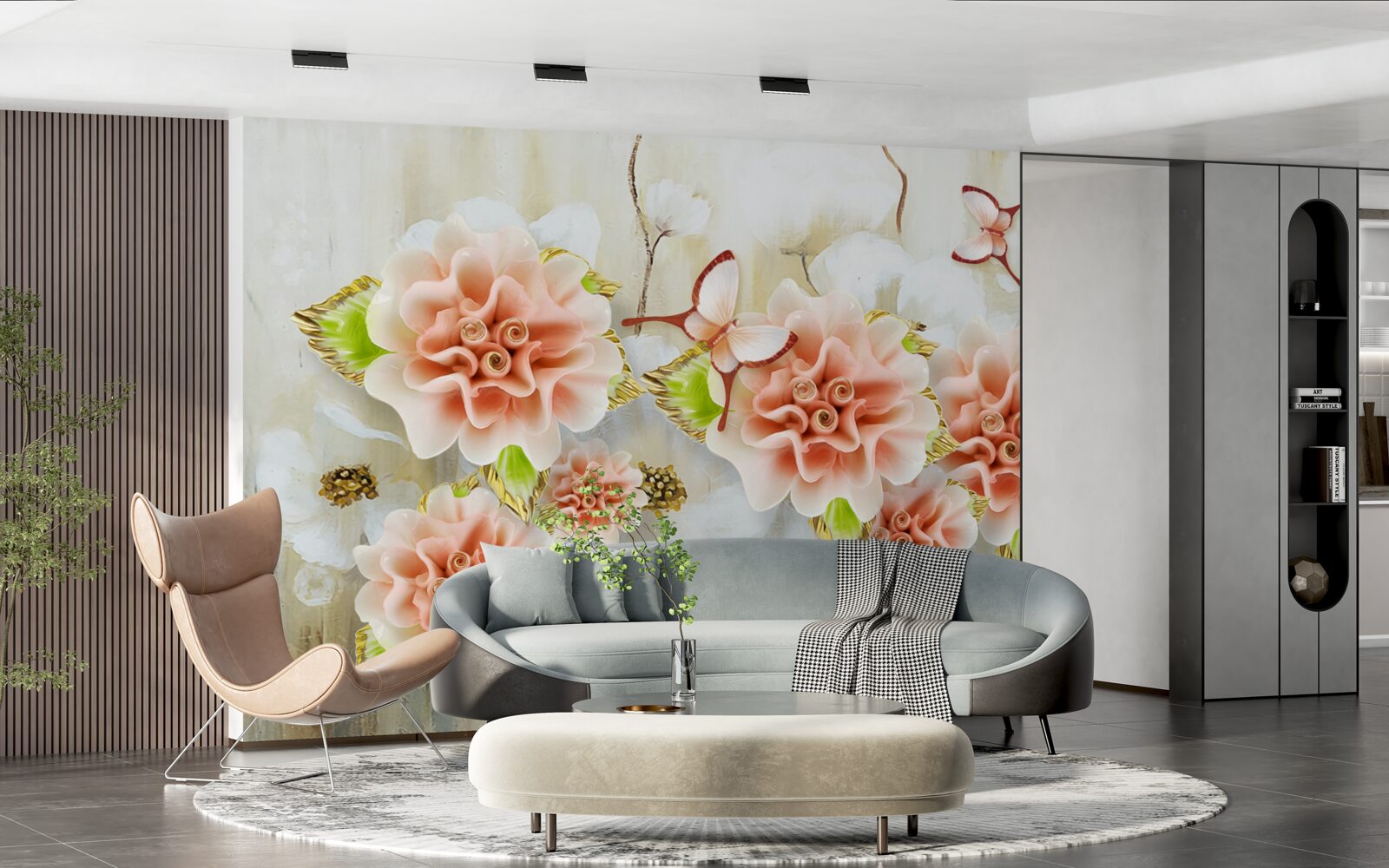 Carta da parati il tempo delle piogge è decorato con fiori delicati