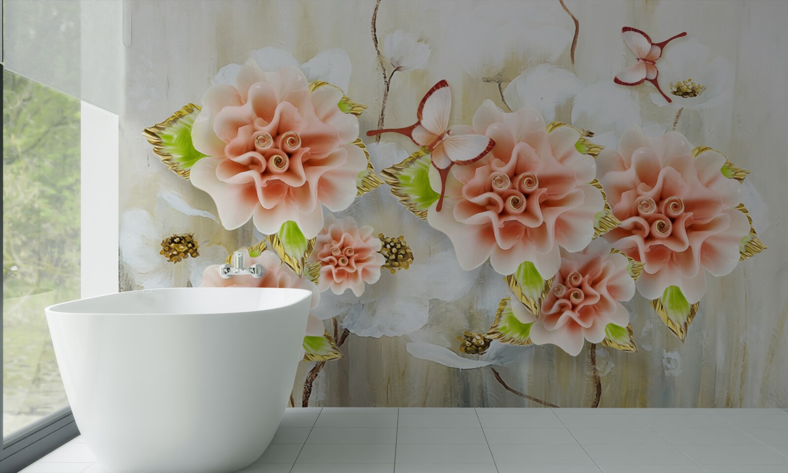 Carta da parati il tempo delle piogge è decorato con fiori delicati