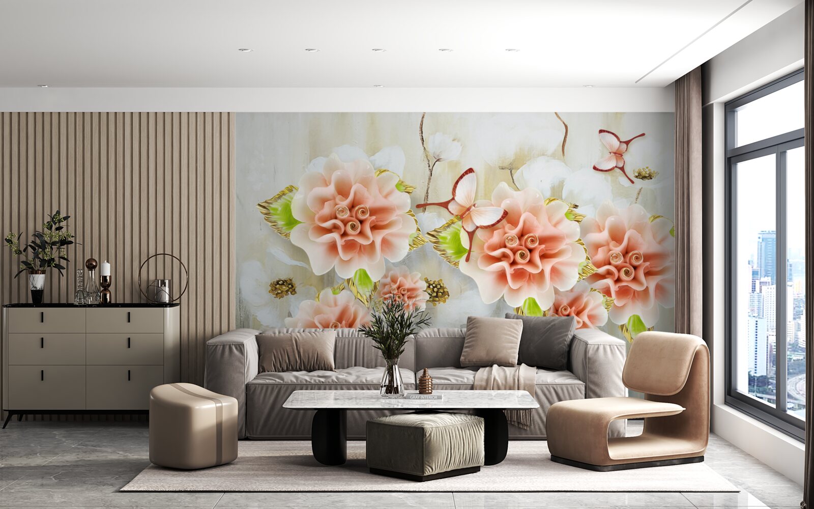 Carta da parati il tempo delle piogge è decorato con fiori delicati